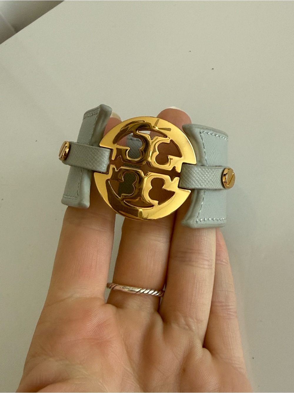 Tory Burch Gold Logo Leather Bracelet